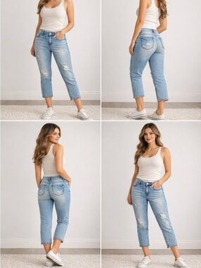 Maurices Distressed Skinny Jeans Size 11/12 Light Wash Mid Rise Stretch